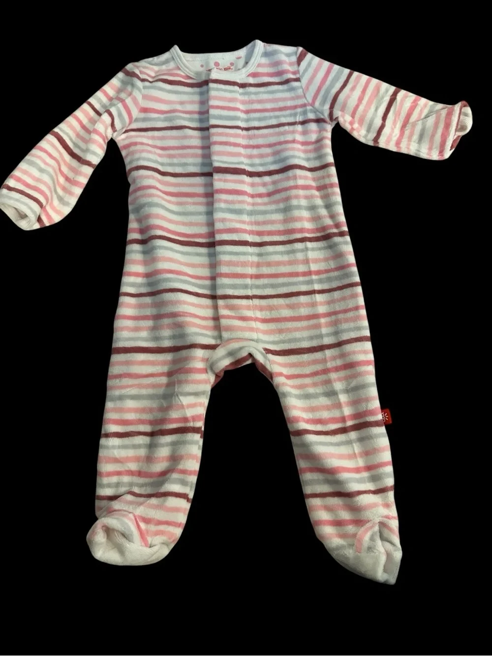 Magnetic Me Pink, White & Mauve Striped Footed One-Piece